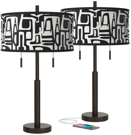 Tempo Robbie Bronze USB Table Lamps Set of 2