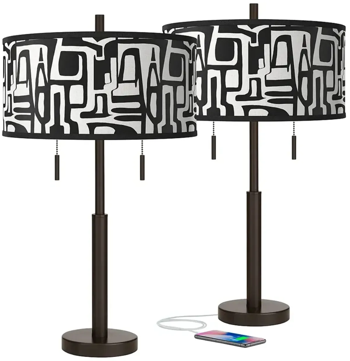 Tempo Robbie Bronze USB Table Lamps Set of 2