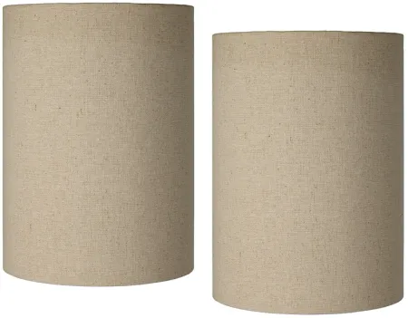 Tan Cotton Set of 2 Cylinder Lamp Shades 8x8x11 (Spider)