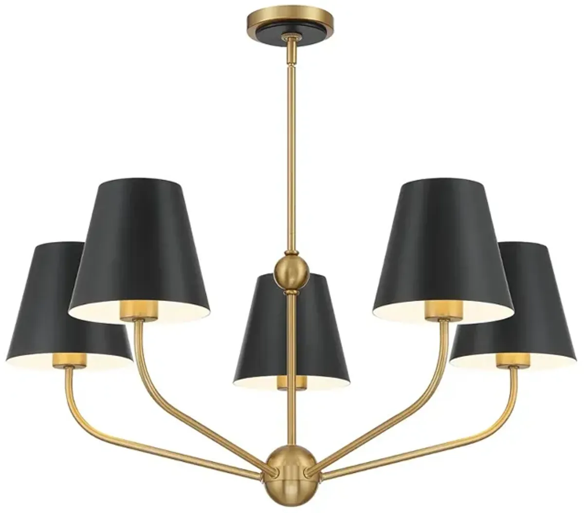Xavier 5 Light Vibrant Gold + Matte Black Chandelier