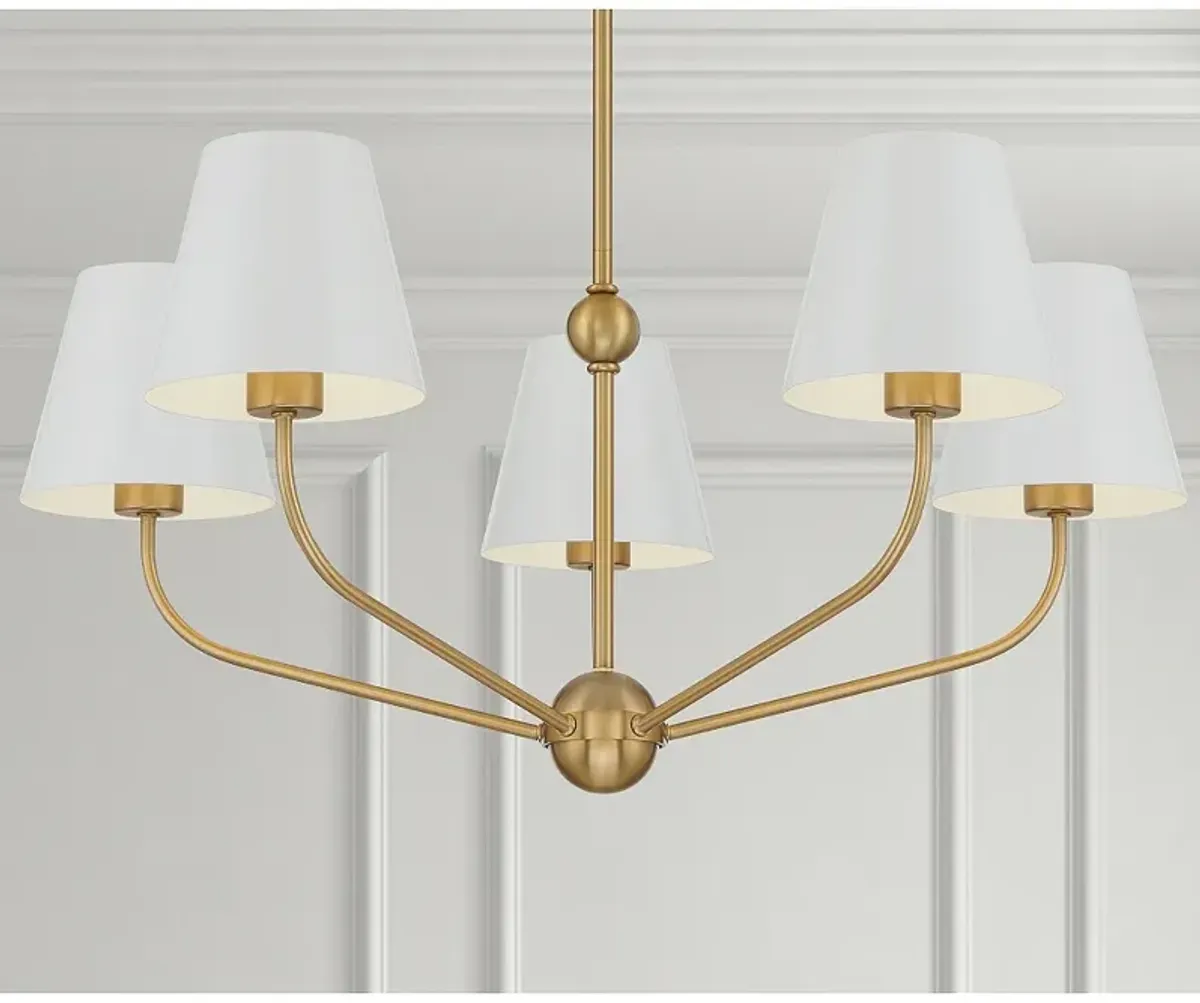 Xavier 28" Wide Vibrant Gold and White 5-Light Chandelier