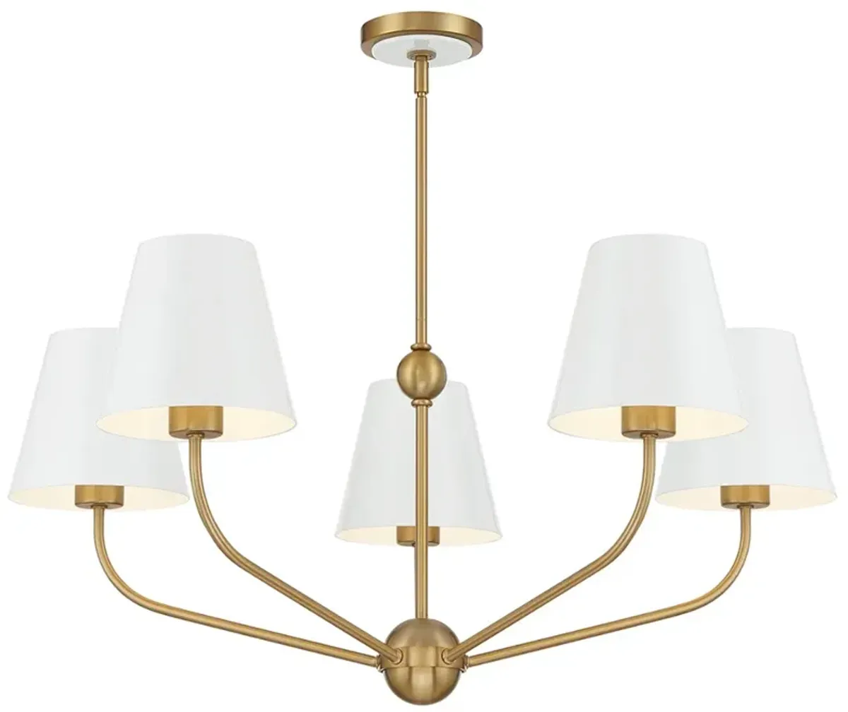 Xavier 5 Light Vibrant Gold + White Chandelier