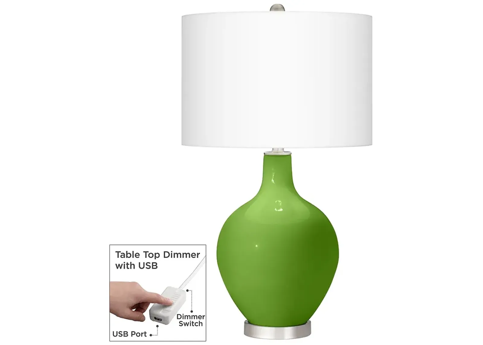 Rosemary Green Ovo Table Lamp With Dimmer