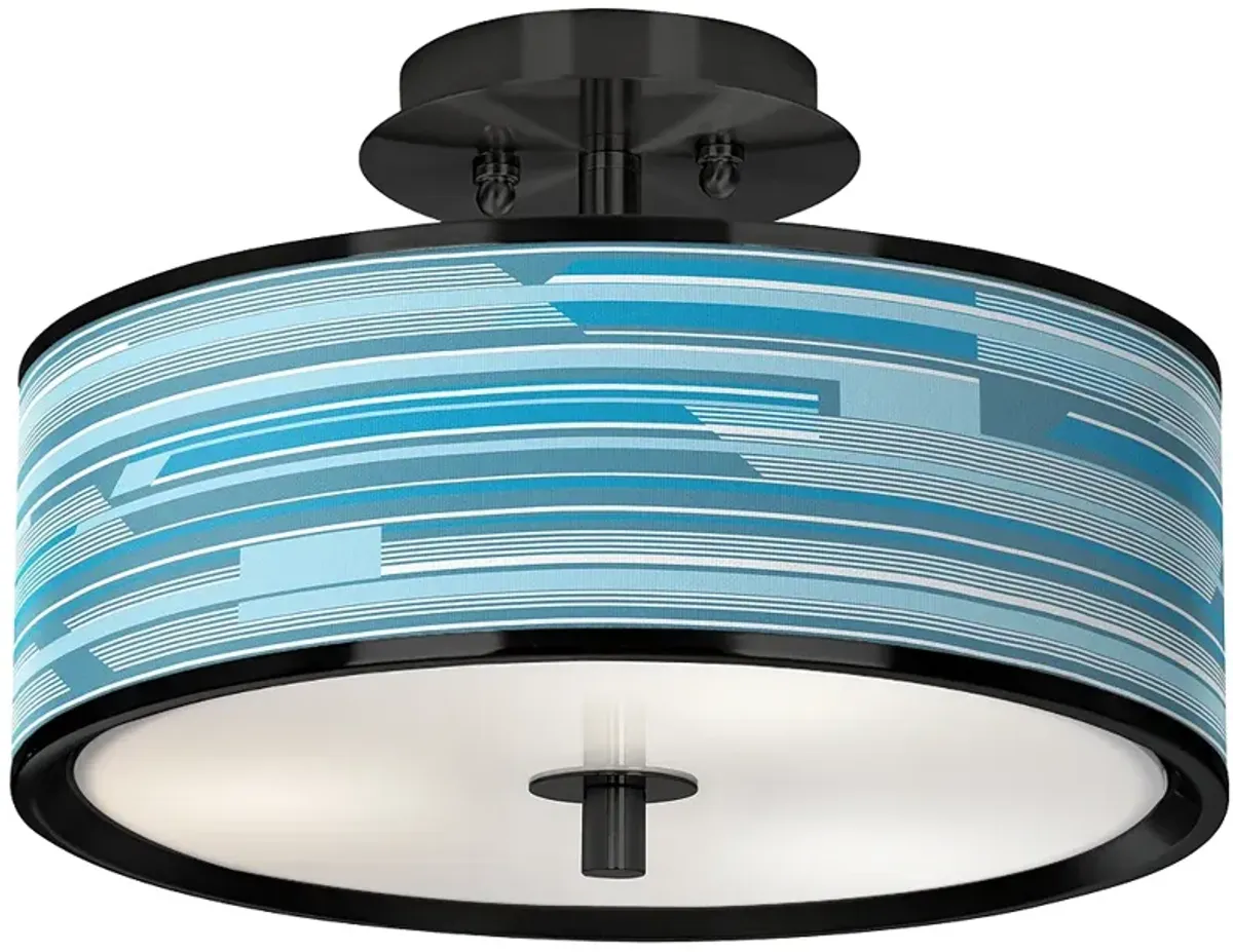 Urban Stripes Black 14" Wide Ceiling Light