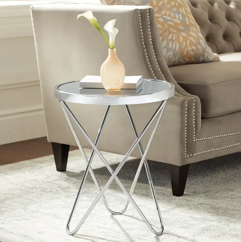 Marty 17 1/2" Wide Silver Mirrored Hairpin End Table