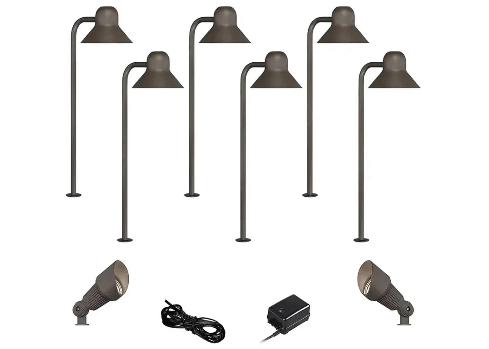 LED 10-Piece Landscape Set with Bronze Path Lights and Spotlights