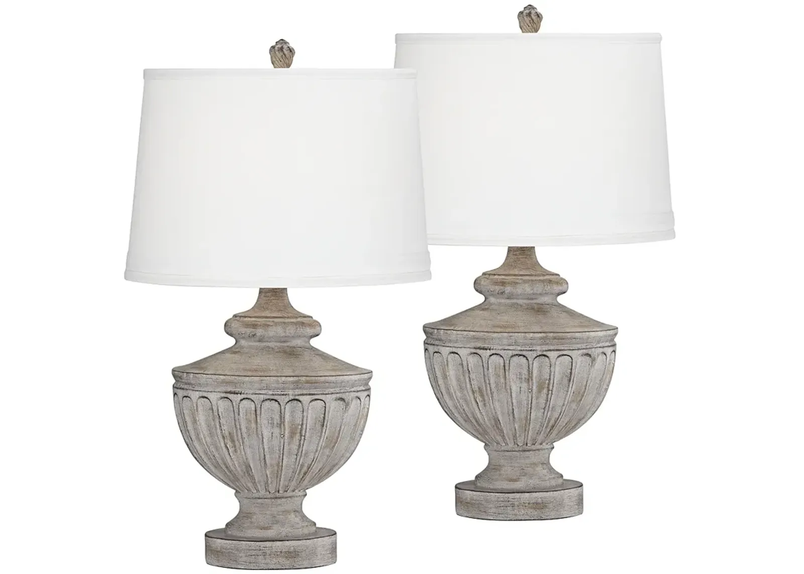 Regency Hill 28" Traditional Faux Weathered Wood Table Lamps Set of 2