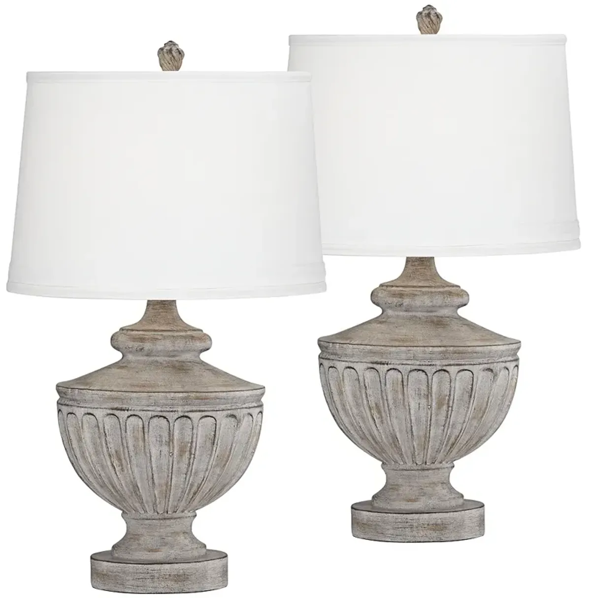 Regency Hill 28" Traditional Faux Weathered Wood Table Lamps Set of 2