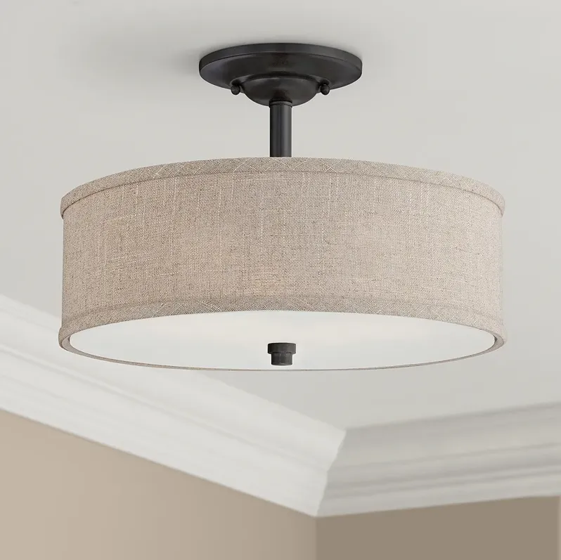 Quoizel Cloverdale 17" Wide Mottled Cocoa Drum Ceiling Light