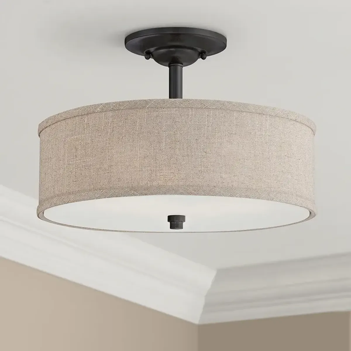 Quoizel Cloverdale 17" Wide Mottled Cocoa Drum Ceiling Light