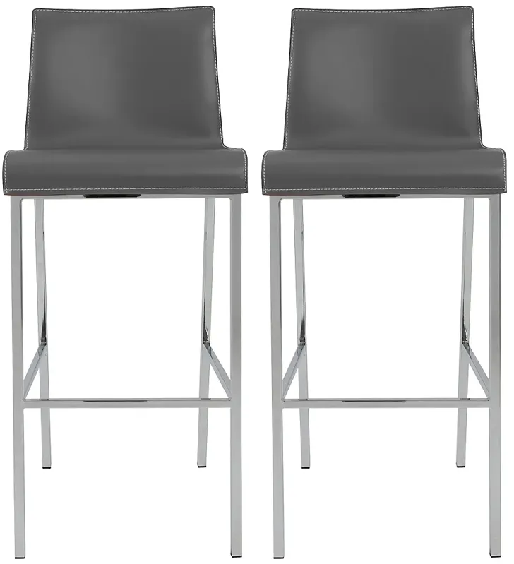 Cam Gray Bonded Leather Bar Stool Set of 2