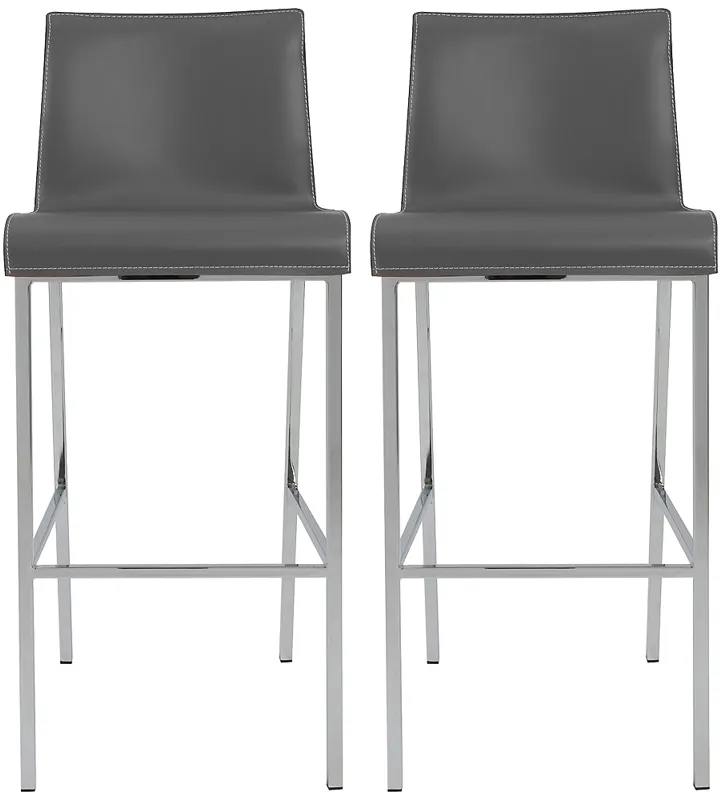 Cam Gray Bonded Leather Bar Stool Set of 2