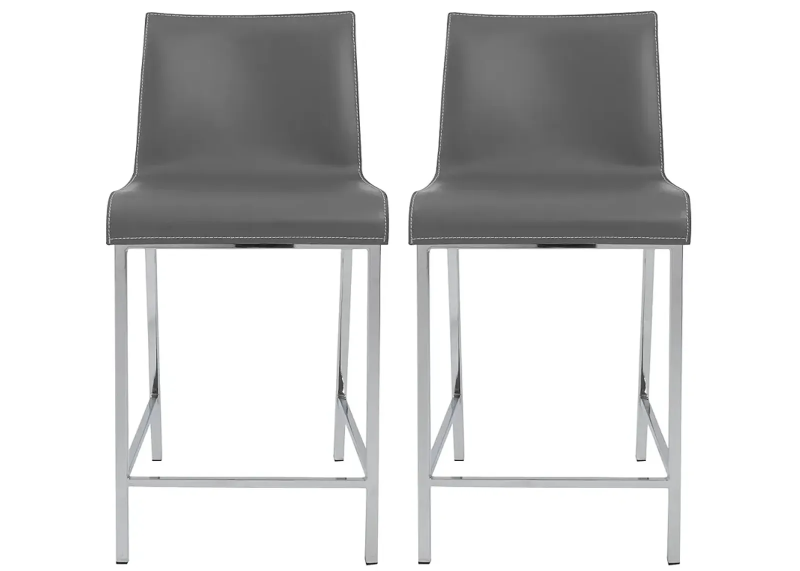 Cam 24" Gray Bonded Leather Counter Stool Set of 2