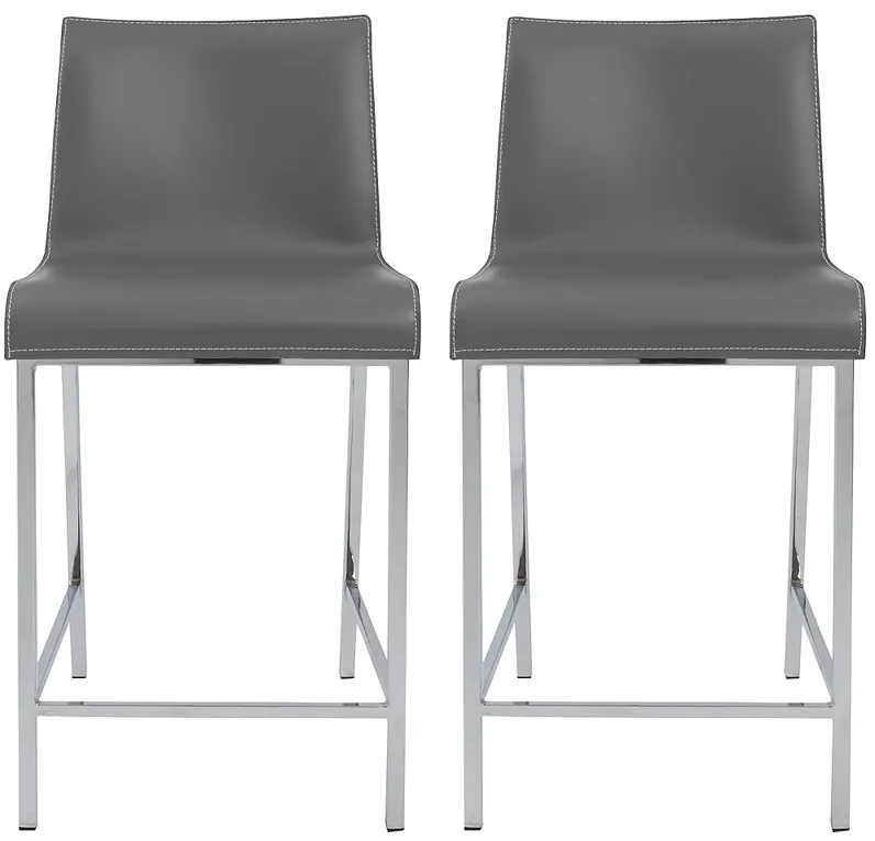 Cam 24" Gray Bonded Leather Counter Stool Set of 2