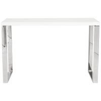 Dillon 48" Wide White Lacquer Stainless Steel Modern Desk