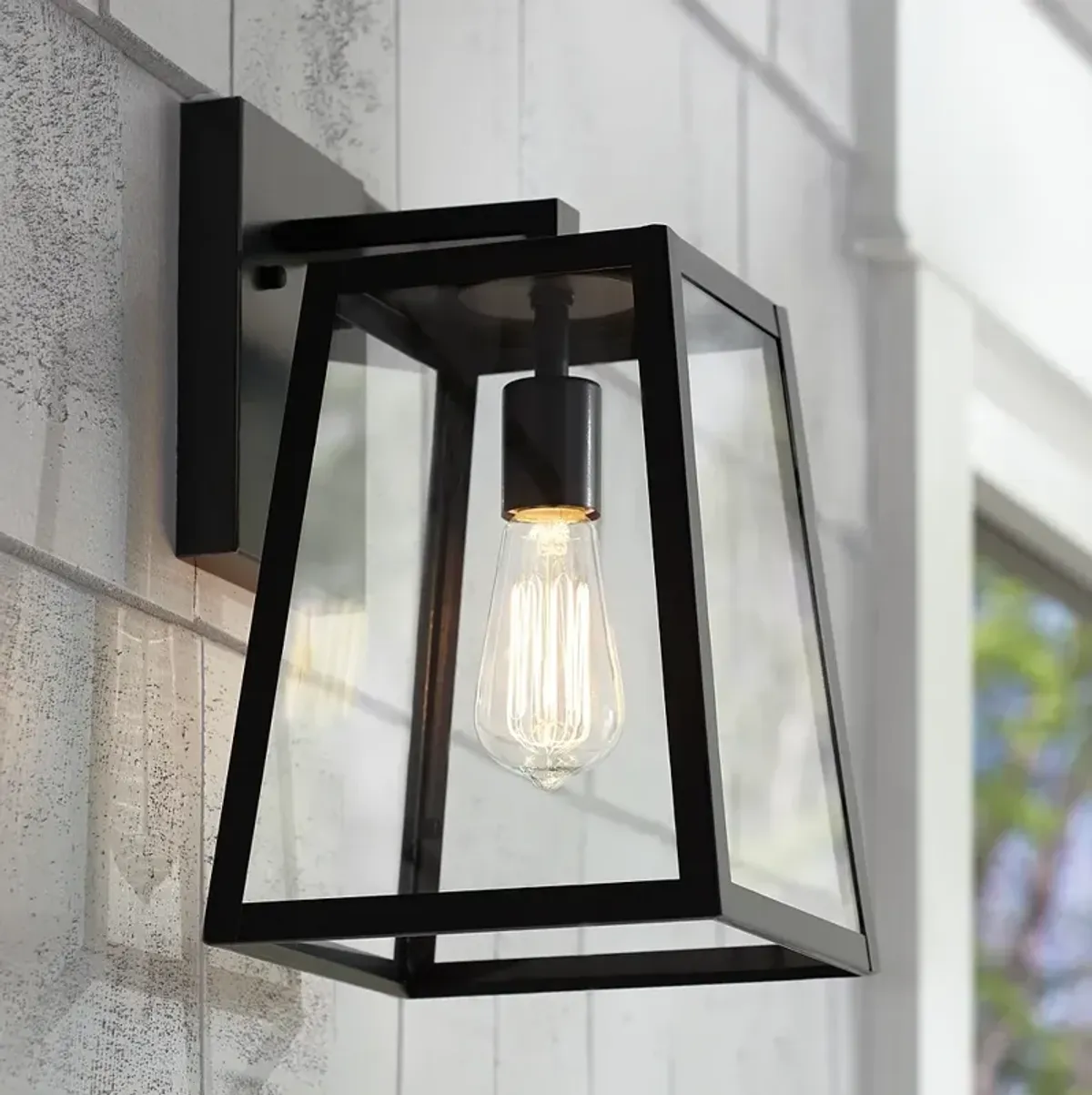 Arrington 13" High Glass and Mystic Black Outdoor Wall Light