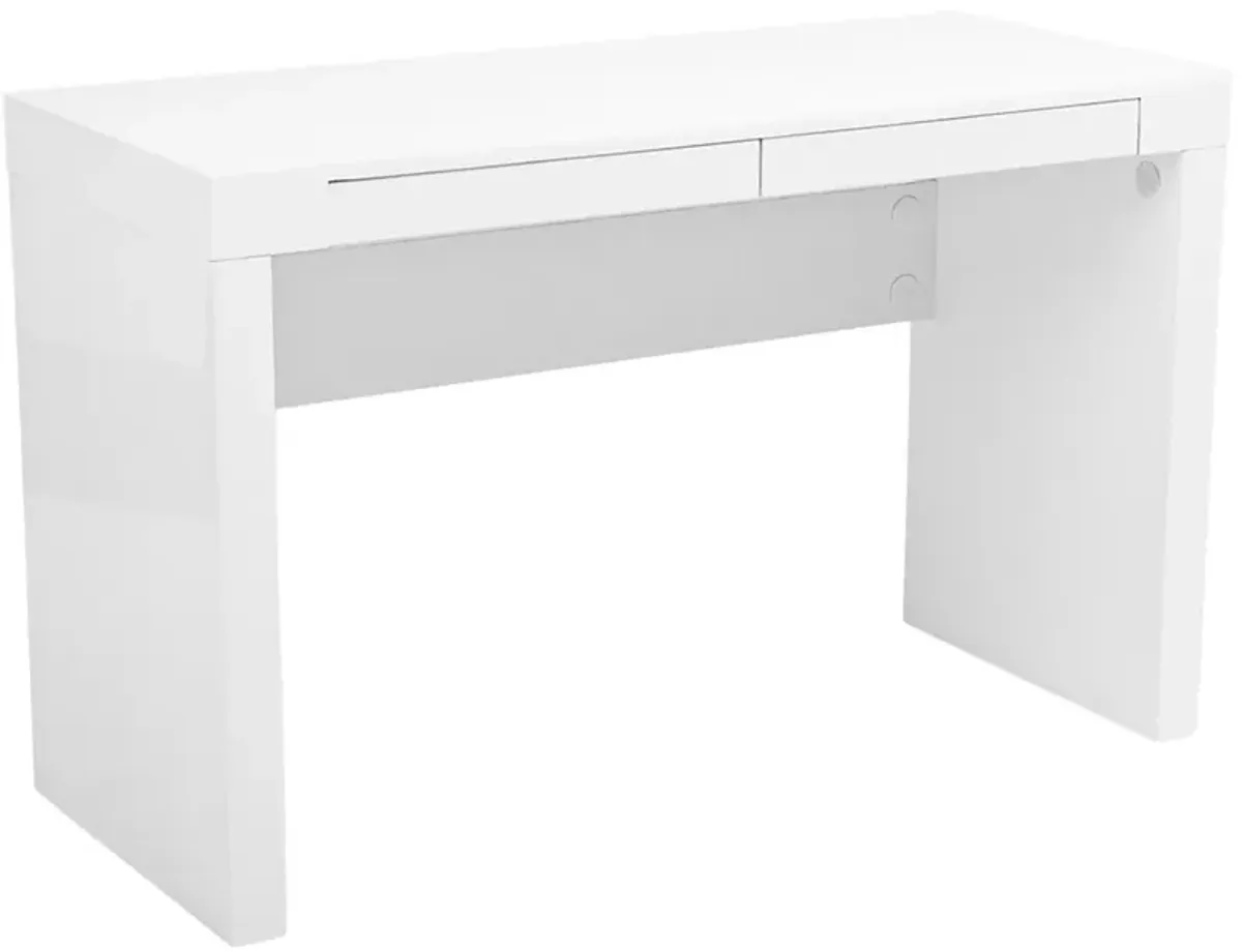 Donald 2-Drawer White Lacquer Writing Desk