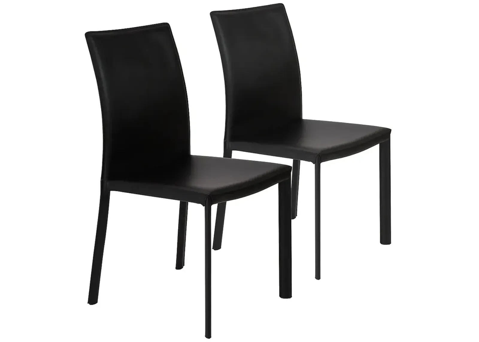 Hasina Black Bonded Leather Side Chair Set of 2