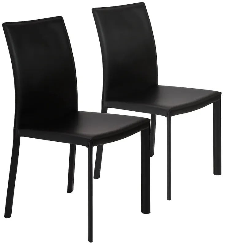 Hasina Black Bonded Leather Side Chair Set of 2