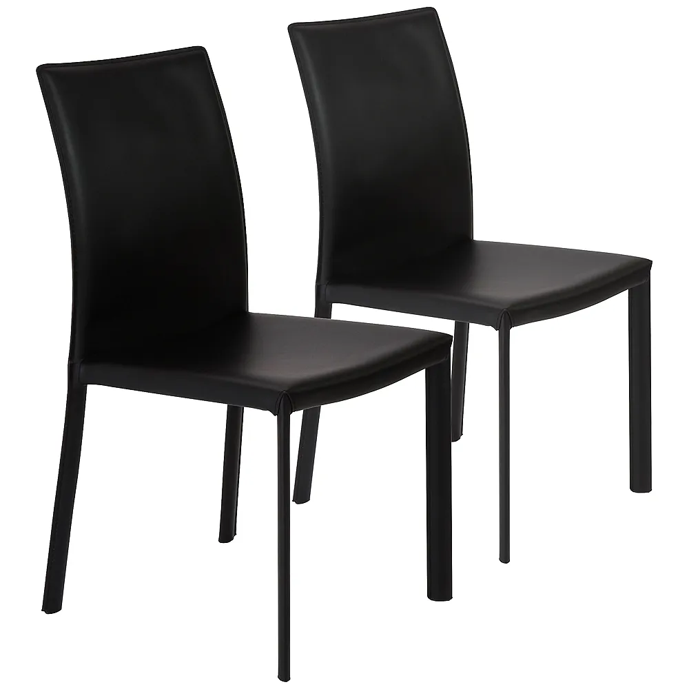 Hasina Black Bonded Leather Side Chair Set of 2