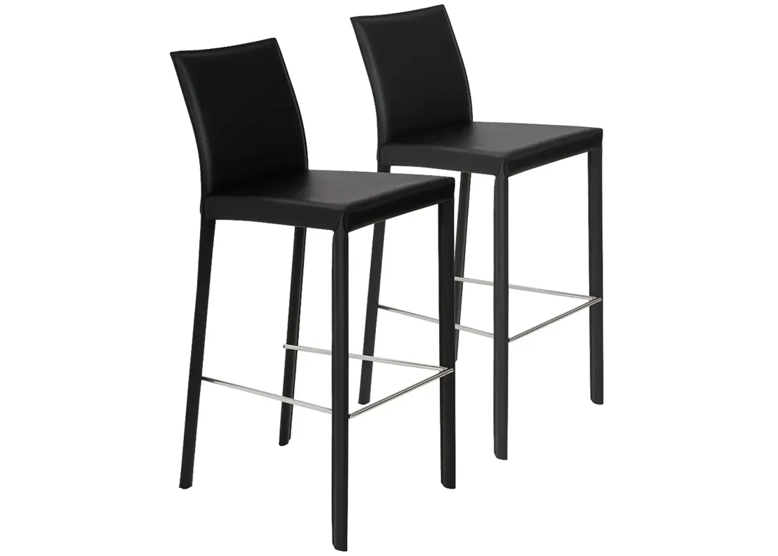 Hasina Black Bonded Leather Bar Stool Set of 2