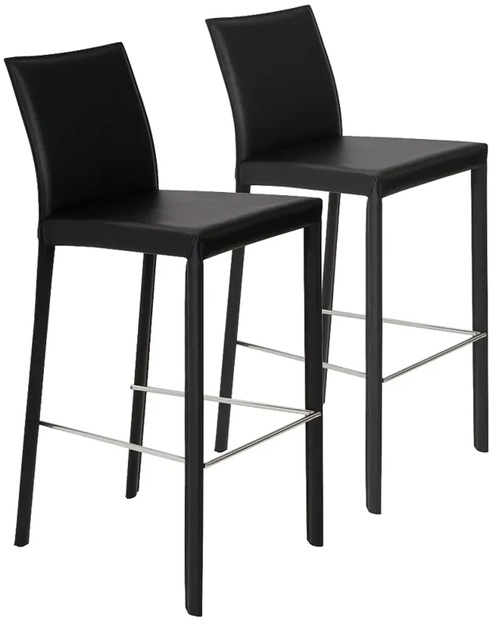 Hasina Black Bonded Leather Bar Stool Set of 2