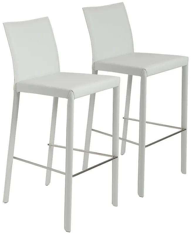 Hasina White Bonded Leather Bar Stool Set of 2