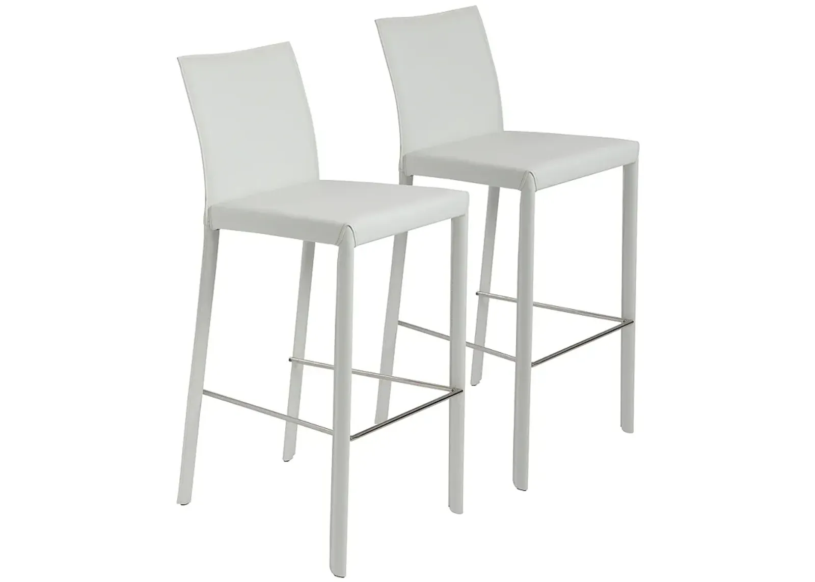 Hasina White Bonded Leather Bar Stool Set of 2