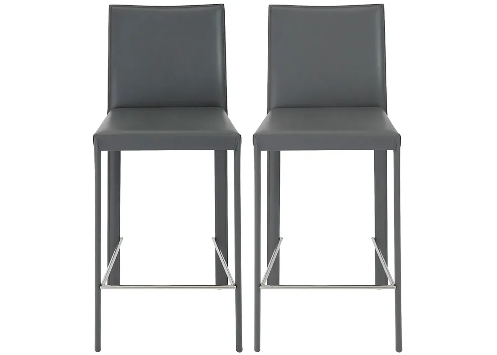 Hasina Gray Bonded Leather Counter Stool Set of 2