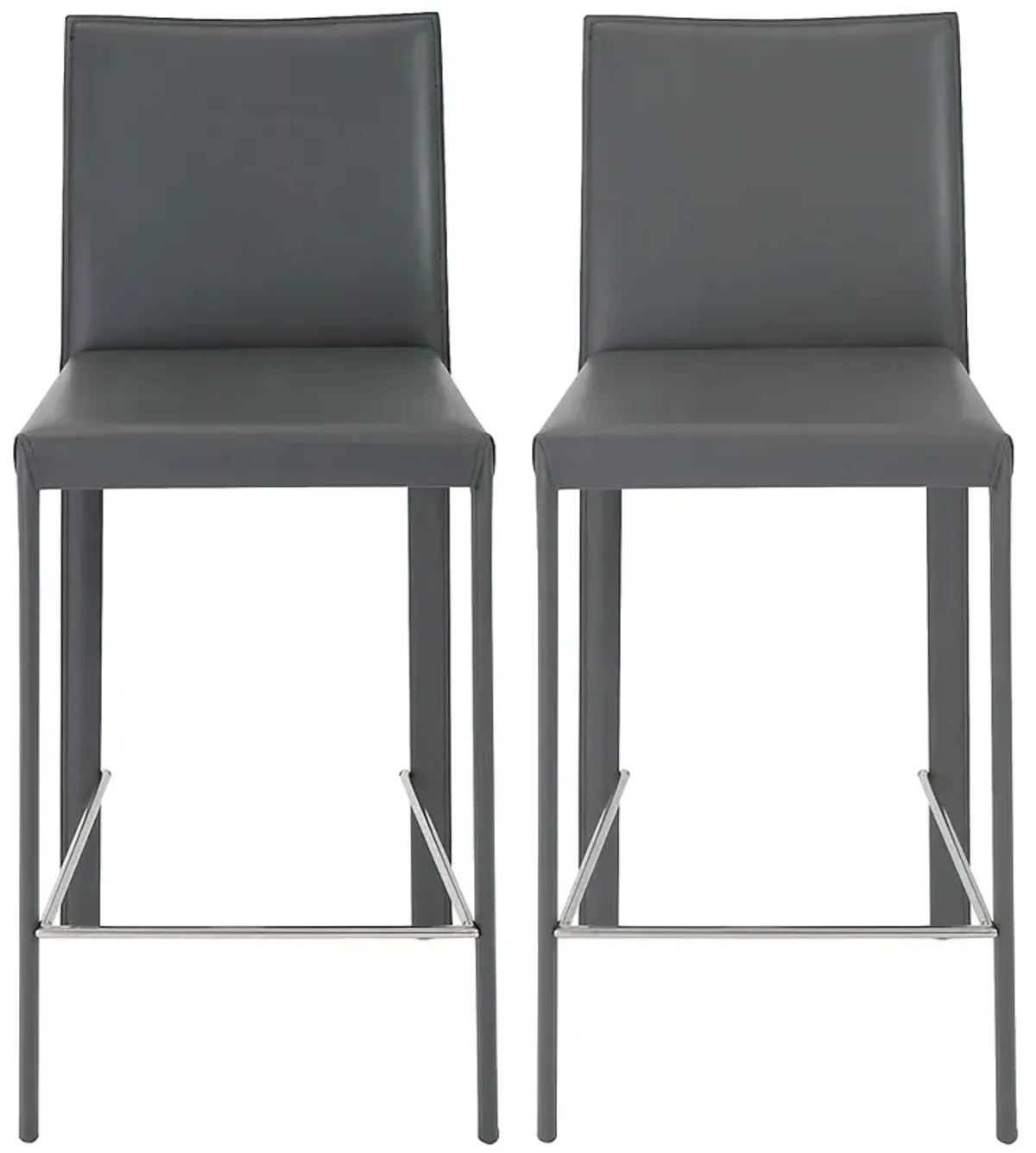 Hasina Gray Bonded Leather Counter Stool Set of 2