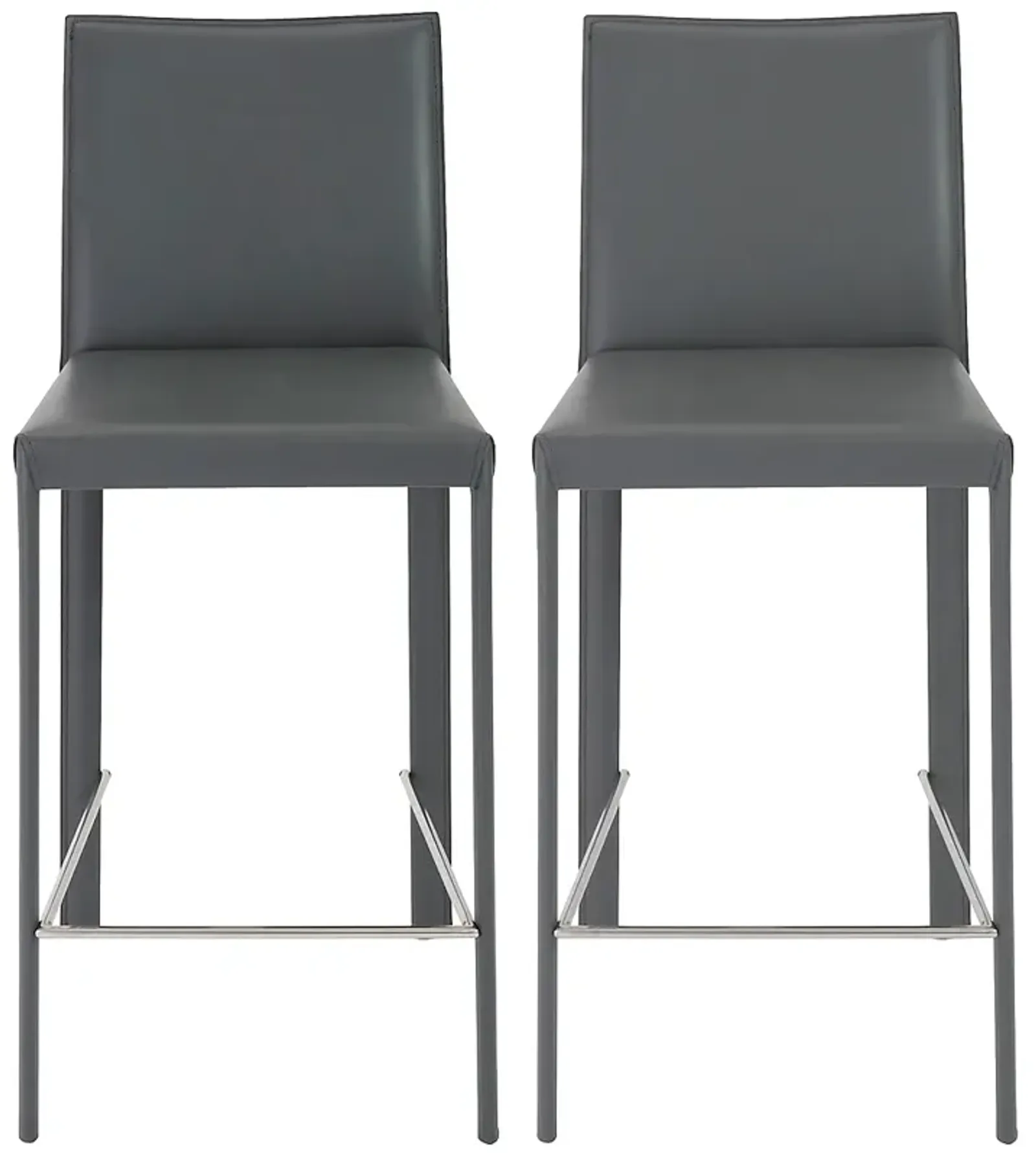 Hasina Gray Bonded Leather Counter Stool Set of 2