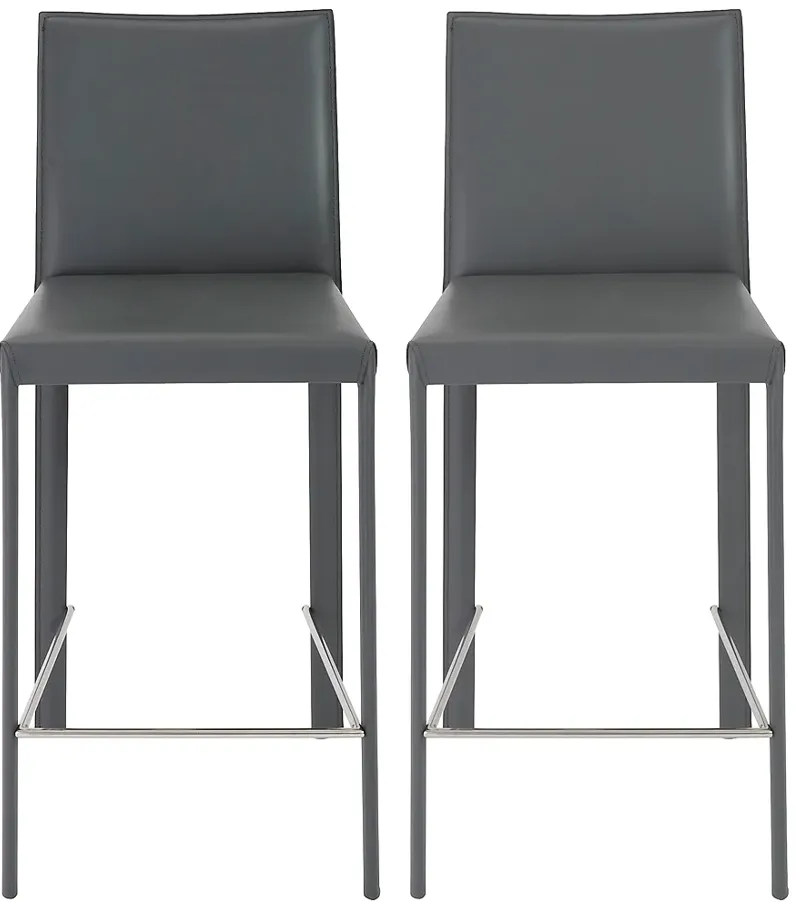 Hasina Gray Bonded Leather Counter Stool Set of 2