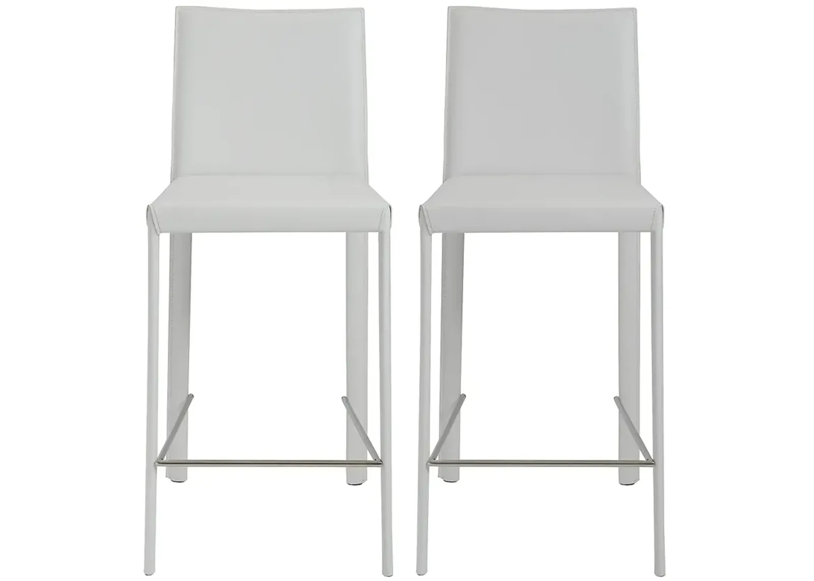 Hasina White Bonded Leather Counter Stool Set of 2