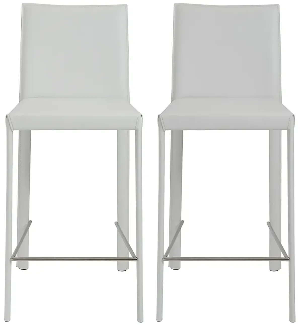 Hasina White Bonded Leather Counter Stool Set of 2