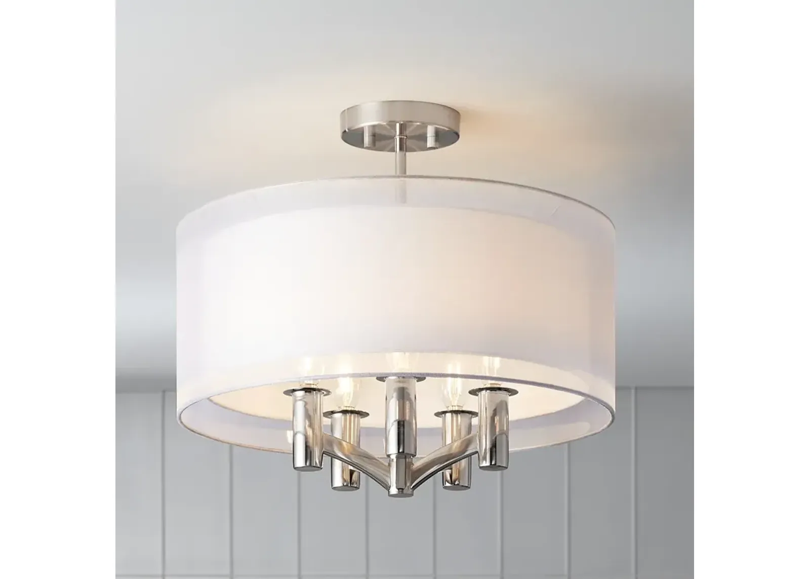 Possini Euro Caliari 18" Brushed Nickel 5-Light Drum Ceiling Light