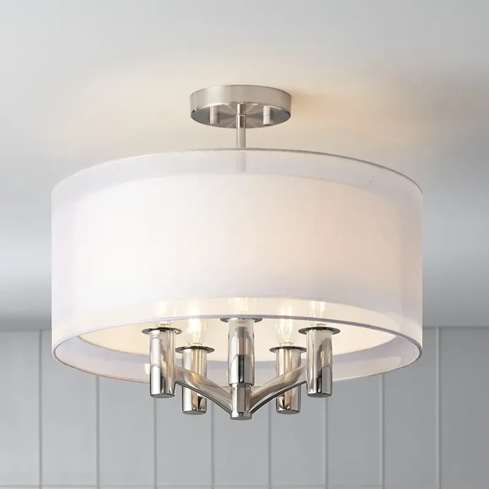 Possini Euro Caliari 18" Brushed Nickel 5-Light Drum Ceiling Light