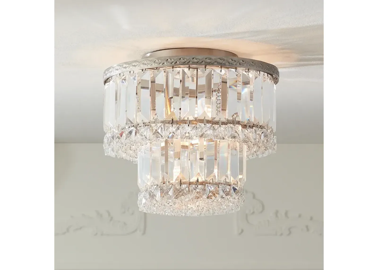 Vienna Full Spectrum Magnificence 10" Nickel Crystal LED Ceiling Light