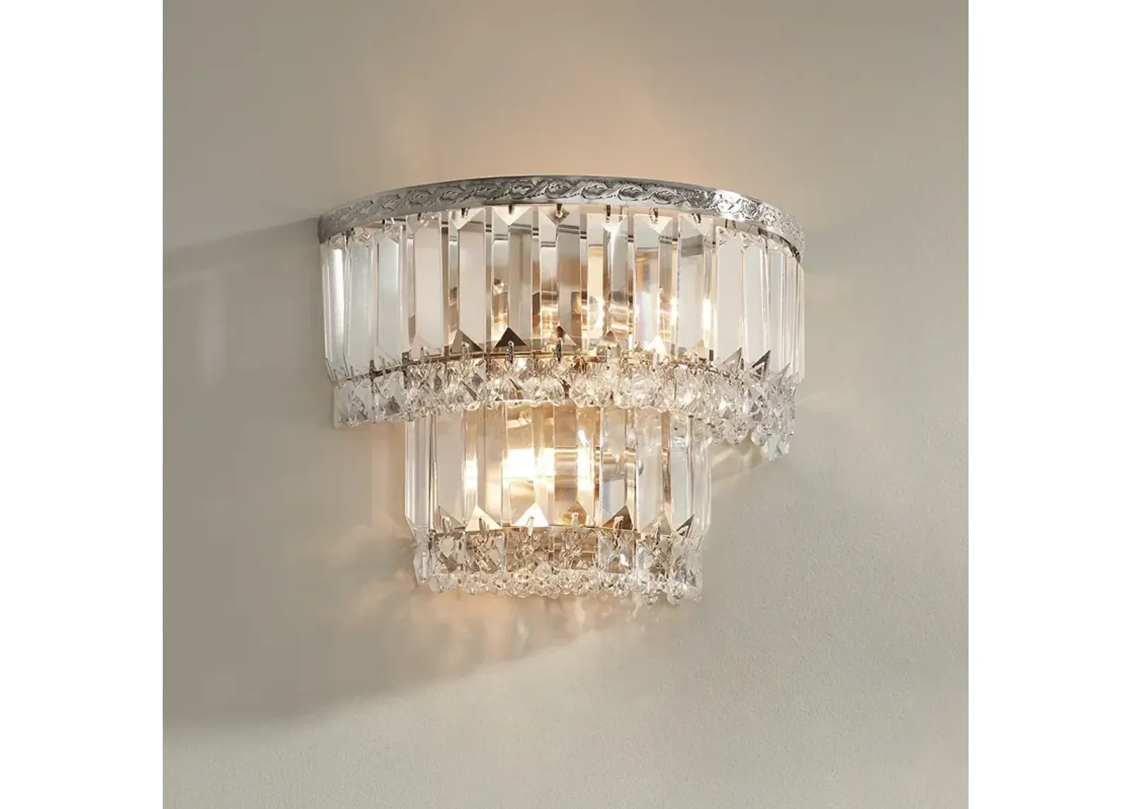 Magnificence Satin Nickel 10" Wide Crystal Wall Sconce