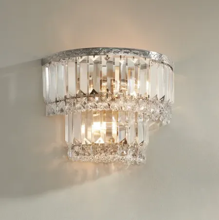 Magnificence Satin Nickel 10" Wide Crystal Wall Sconce
