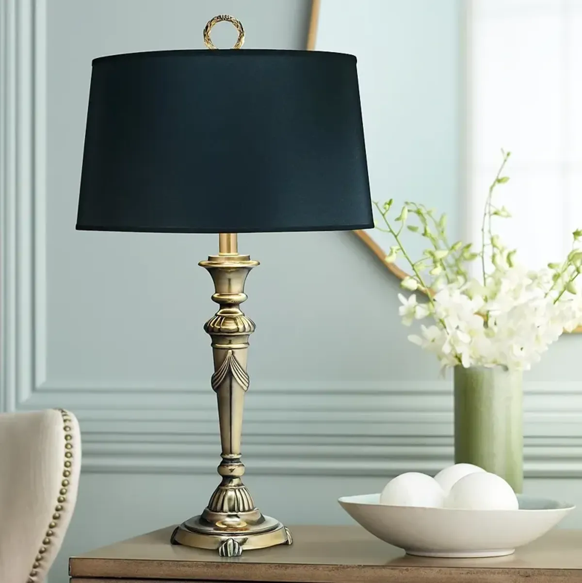 Stiffel 29" High Traditional Opaque Black Burnished Brass Table Lamp