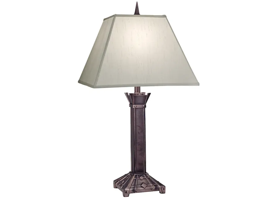 Stiffel Antique Copper Square Shade Table Lamp