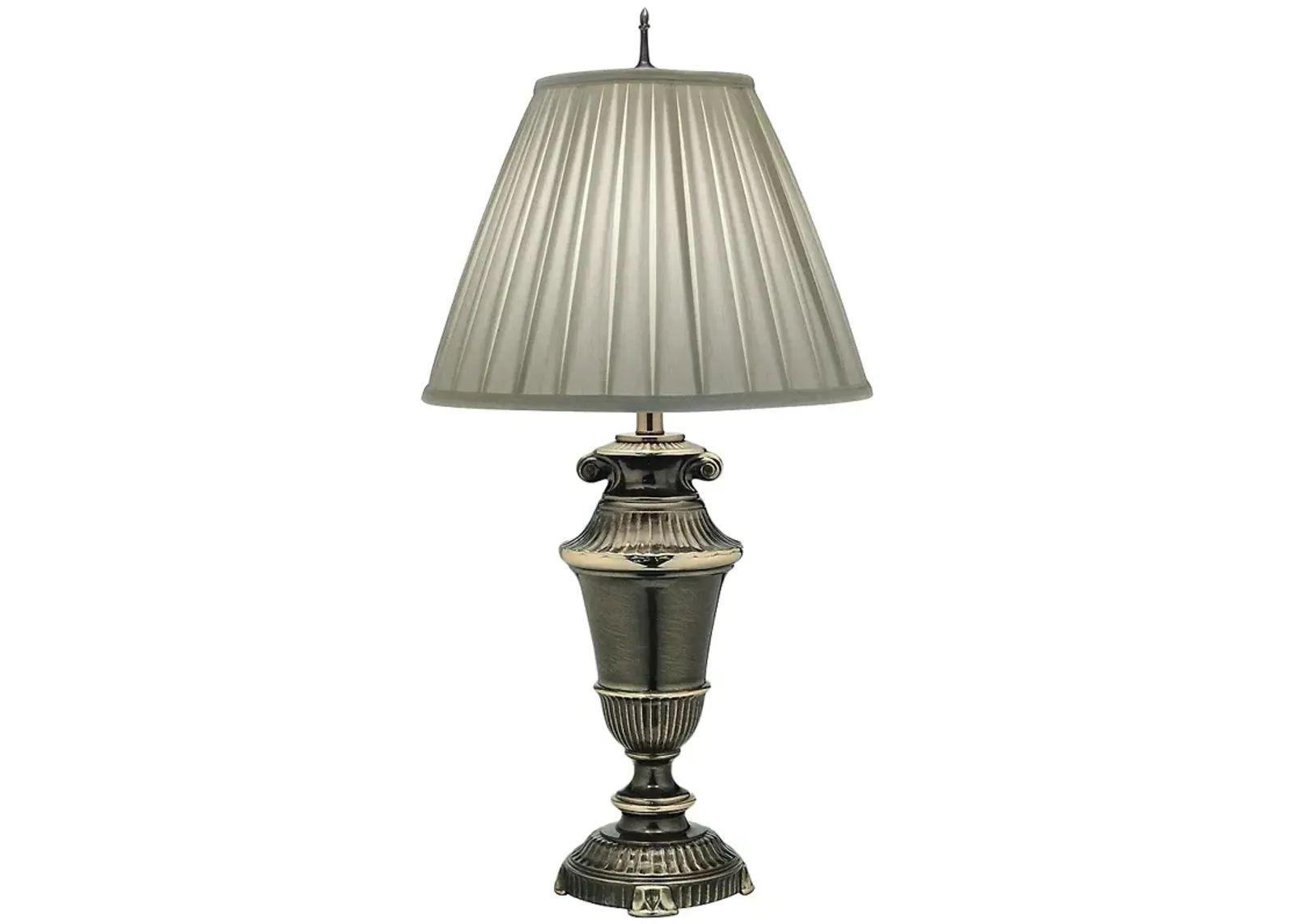 Stiffel Ivory Shadow 33" Box Pleat Shade Roman Bronze Table Lamp