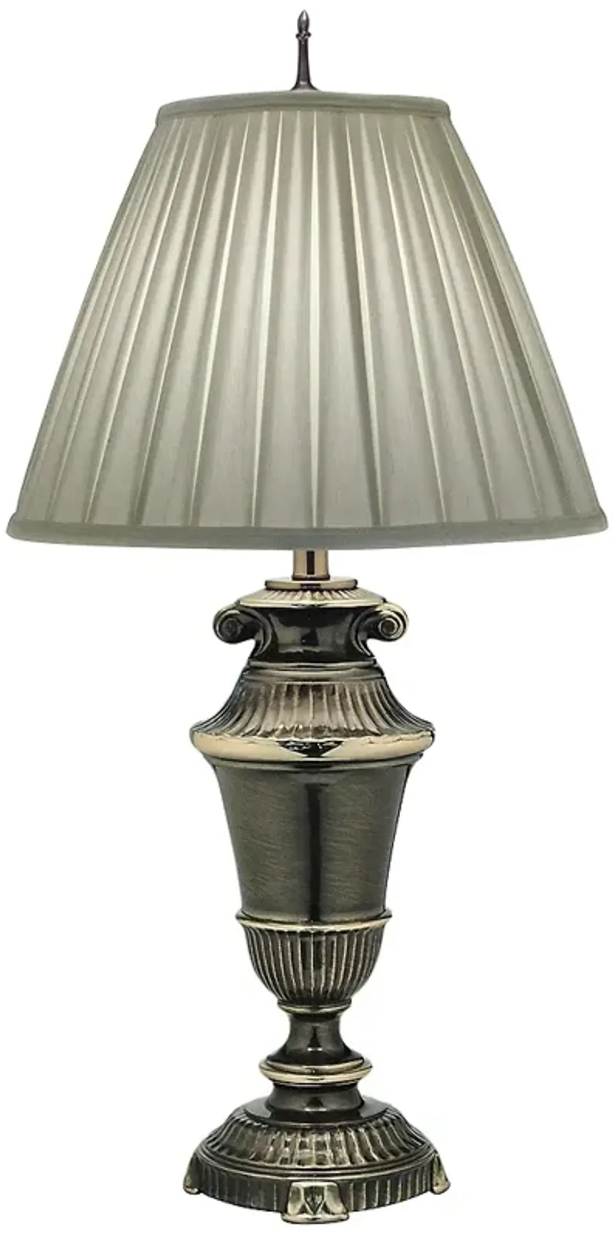 Stiffel Ivory Shadow 33" Box Pleat Shade Roman Bronze Table Lamp