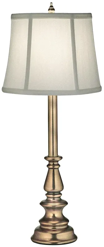 Stiffel Ivory Shadow 24" High Antique Brass Candlestick Table Lamp