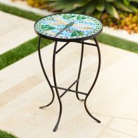 Dragonfly Mosaic Black Iron Outdoor Accent Table