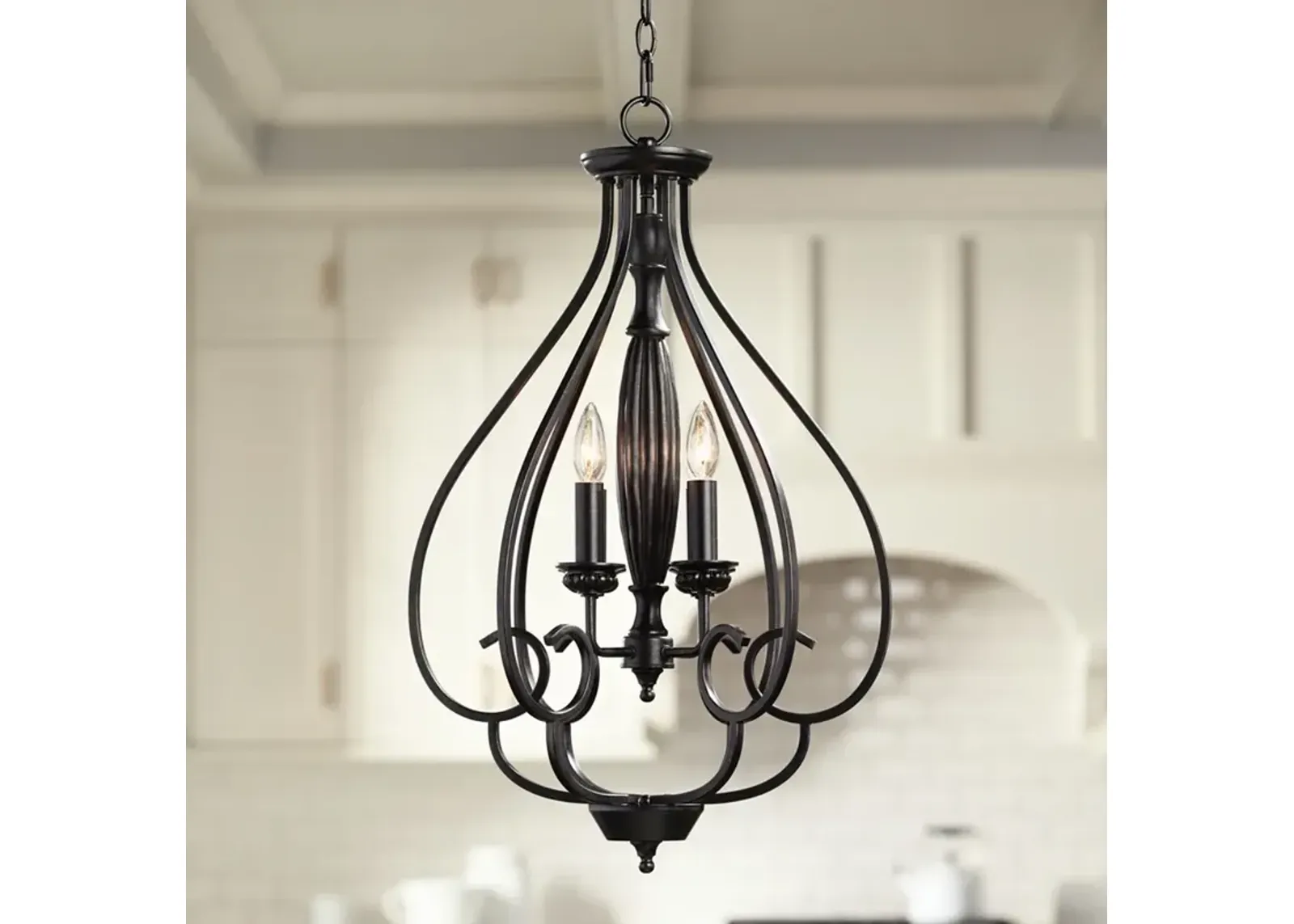 Franklin Iron Works Dunnell 18 3/4" Wide Bronze Foyer Chandelier