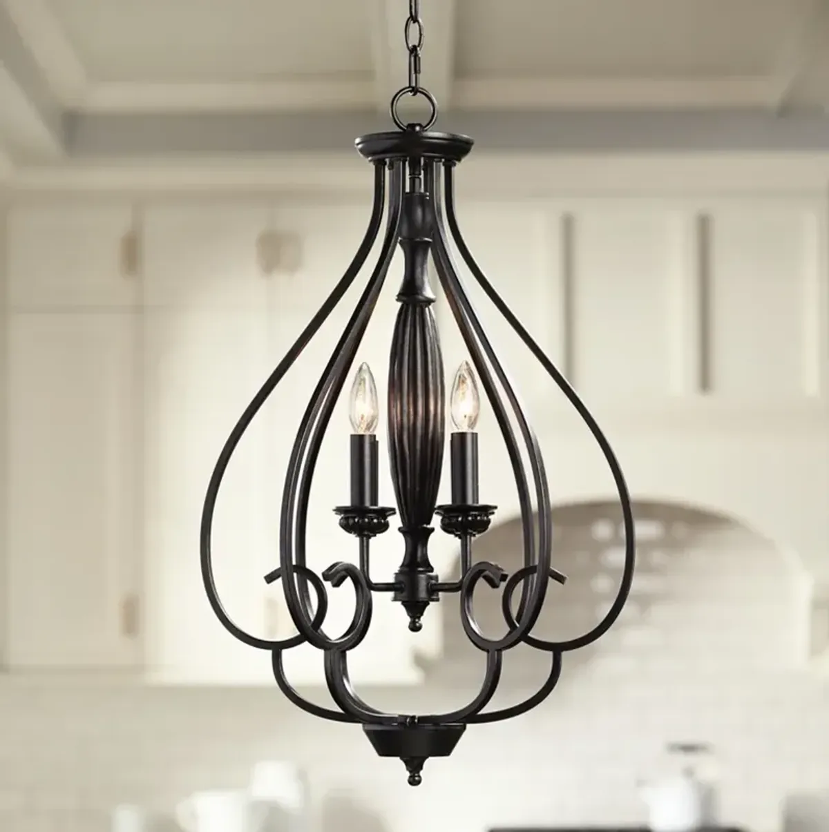 Franklin Iron Works Dunnell 18 3/4" Wide Bronze Foyer Chandelier