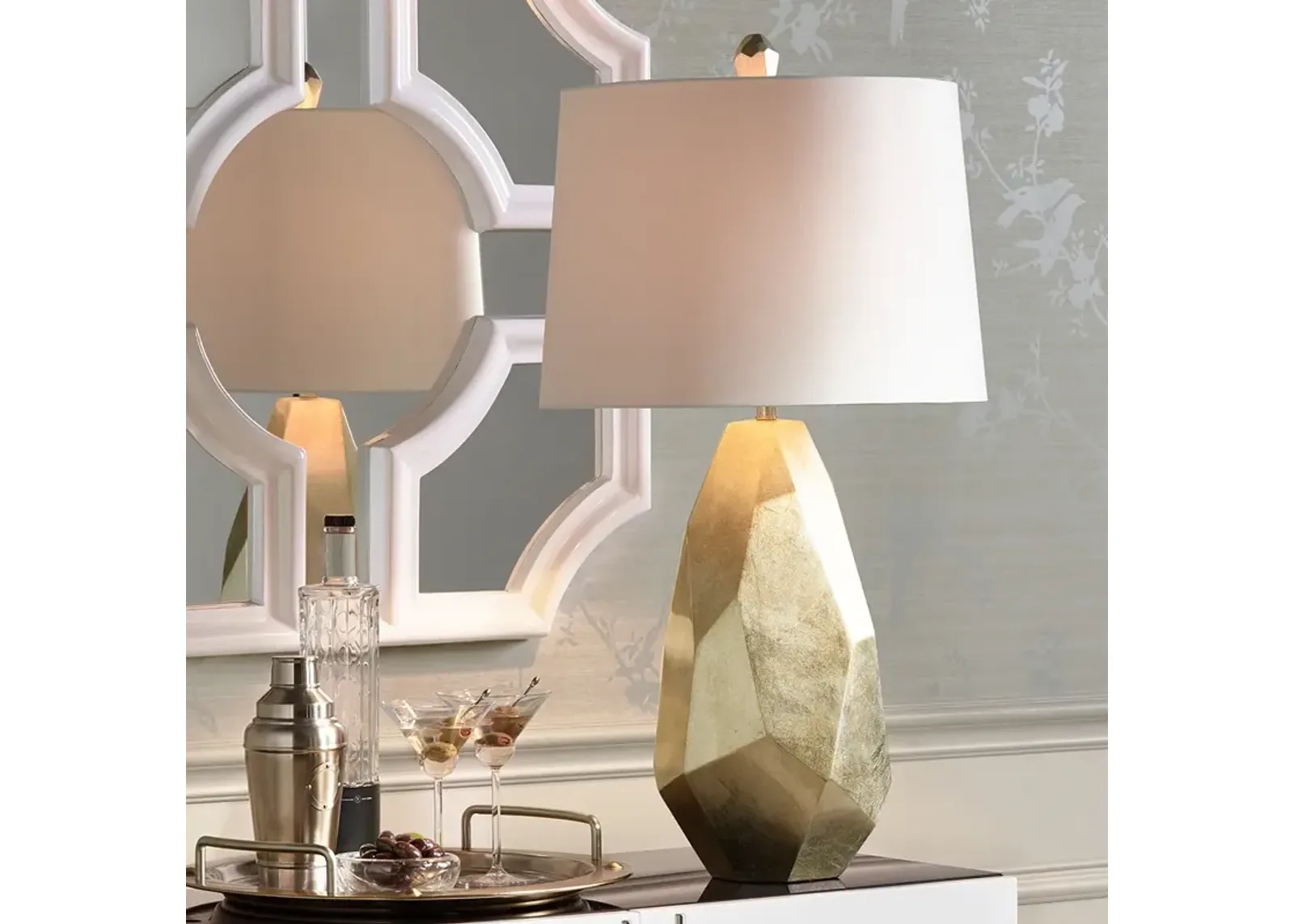 Pacific Coast Lighting Avizza Champagne Finish Faceted Modern Table Lamp