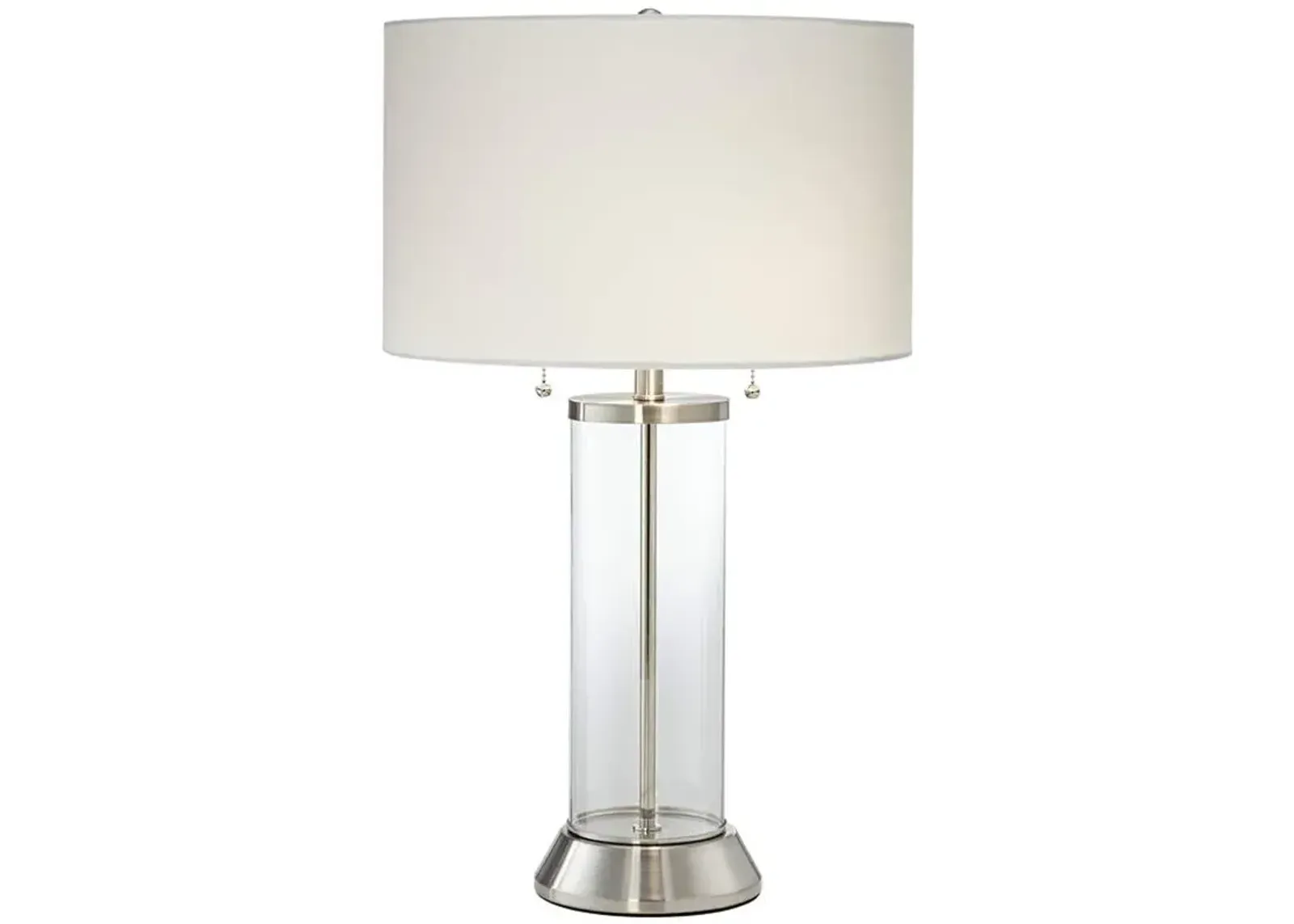 Possini Euro Fritz Glass Column Table Lamp with USB Port and Outlet