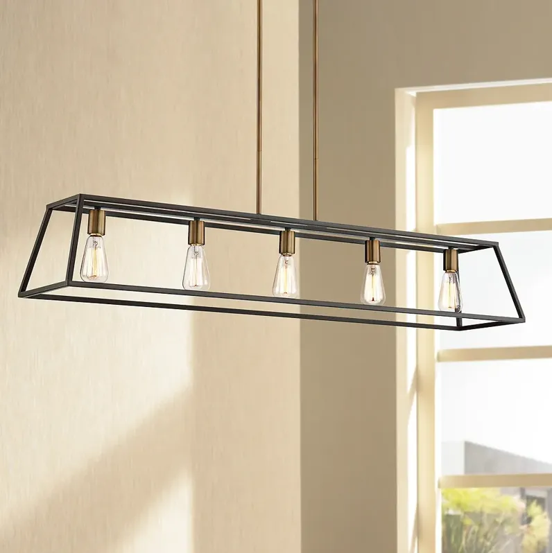 Hinkley Fulton 50" Wide Bronze Island Linear Chandelier